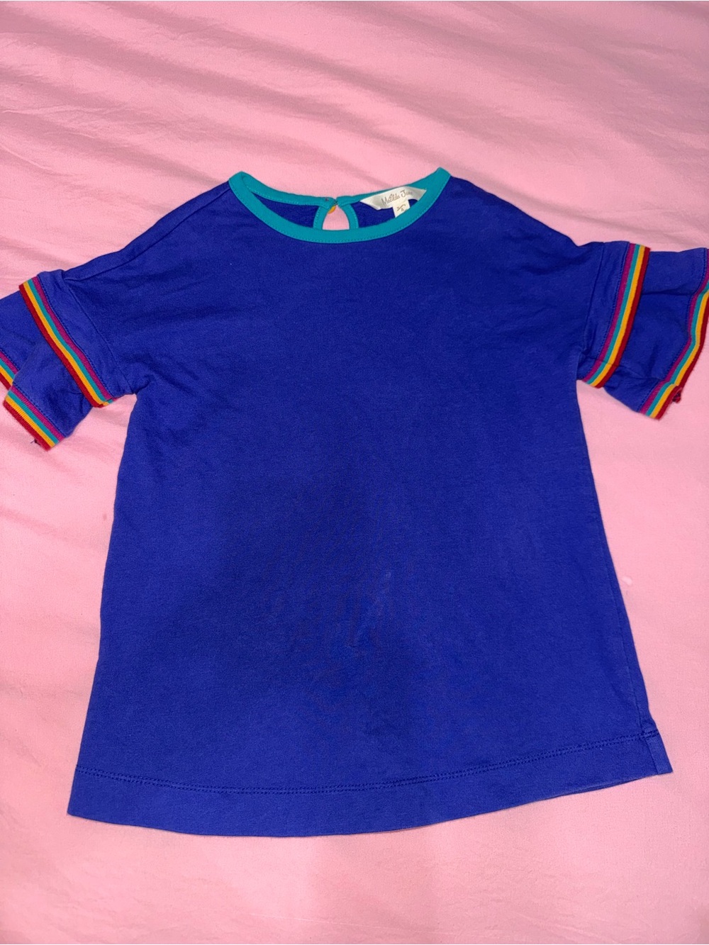 Kids Royal Blue Tee with Rainbow Trim by Matilda Jane